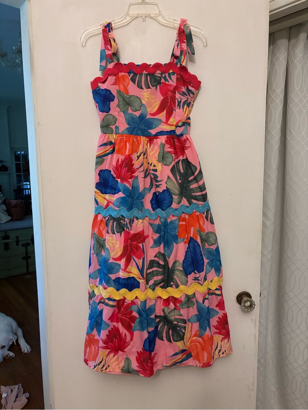 Girls size 16 Rare Editions Pink Smocked Bodice Dress with Multicolor Trim